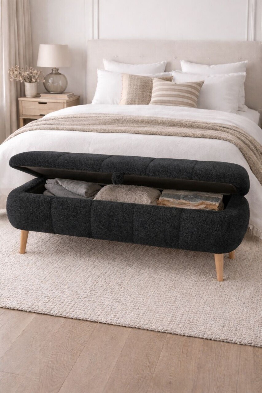 Banca, Hanah Home, Sara, 90x45x35 cm, Negru — imaginea 2