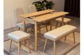 Set masa extensibila si 6 scaune, Vella, Vina Mini 03 1005, PAL, Stejar / Crem