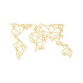 Decoratiune de perete, World Map Metal Decor 4, Metal, Dimensiune: 140 x 80 cm, Auriu