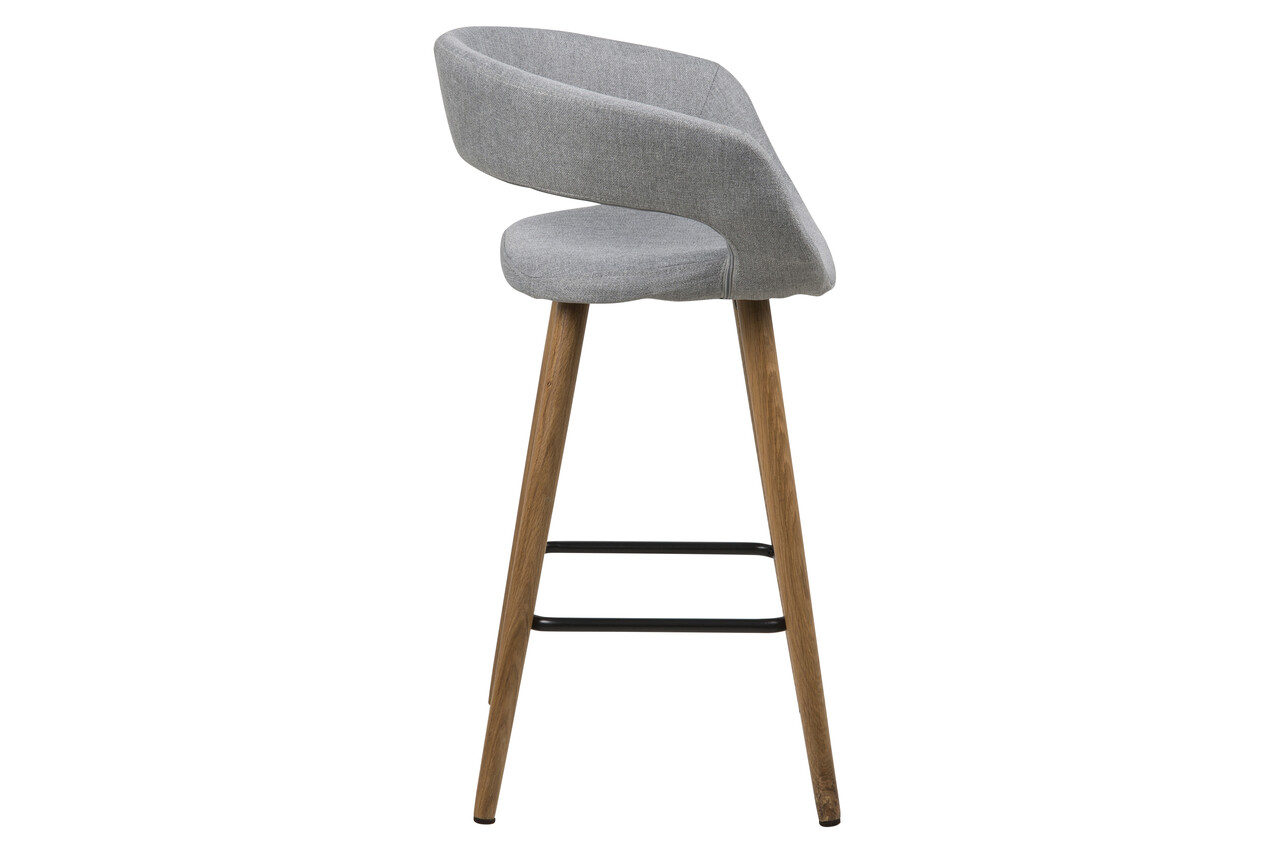 Scaun de bar Grace, Actona, 55x46x88.5 cm, poliester/lemn de stejar, gri deschis - view 7