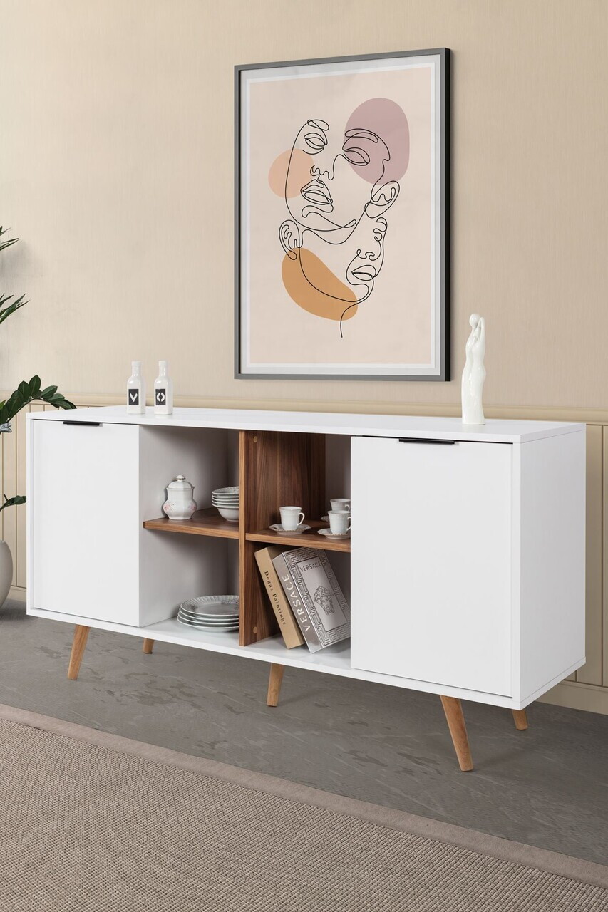 Consola, Hanah Home, Sina 4618, 160x82x44 cm, PAL, Alb/Maro — imaginea 3