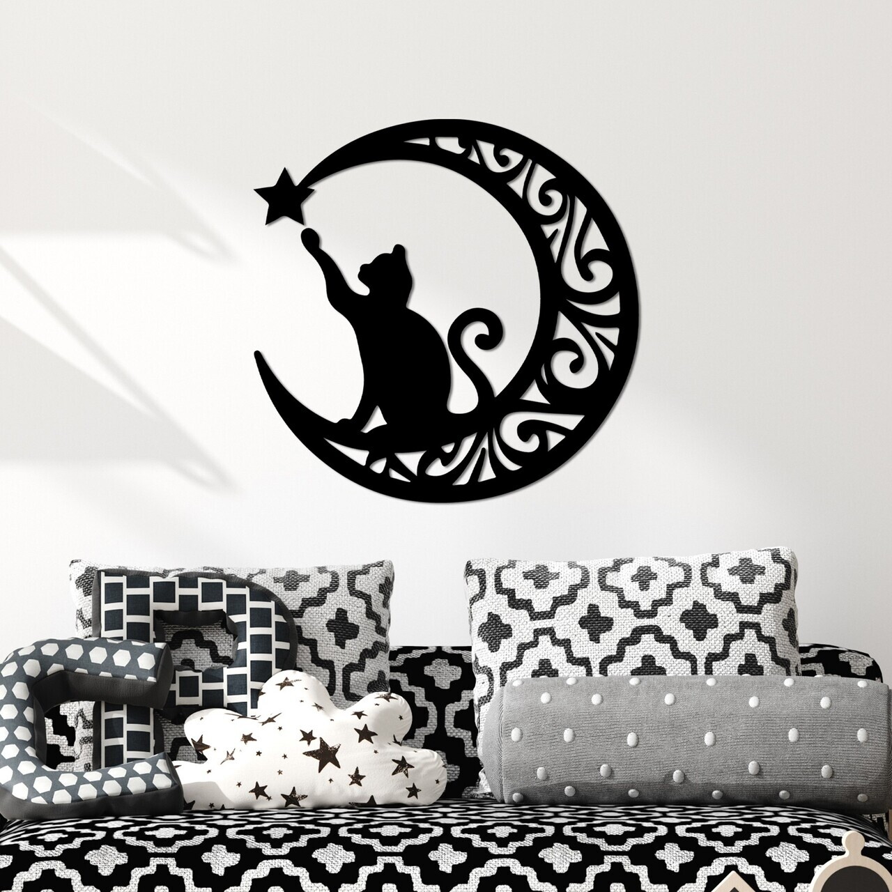 Decoratiune de perete, Cat 3, Dimensiune: 55 x 55 cm, Negru — imaginea 2