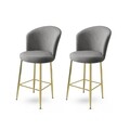 Set scaun de bar (2 bucăți), Charlotte, Fora, Metal, Gri / Auriu