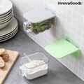 Set 2 recipiente de bucatarie cu adeziv detasabil + lingurite, Handstore InnovaGoods, 420 ml