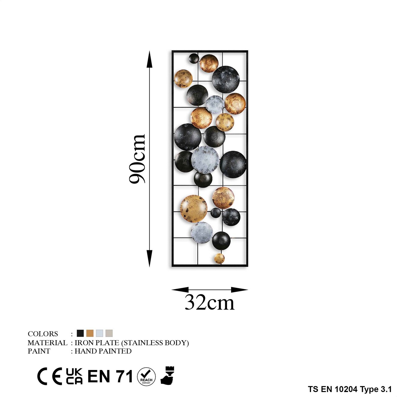 Decoratiune de perete, Camber, 90 x 32 x 4 cm, Multicolor - view 7