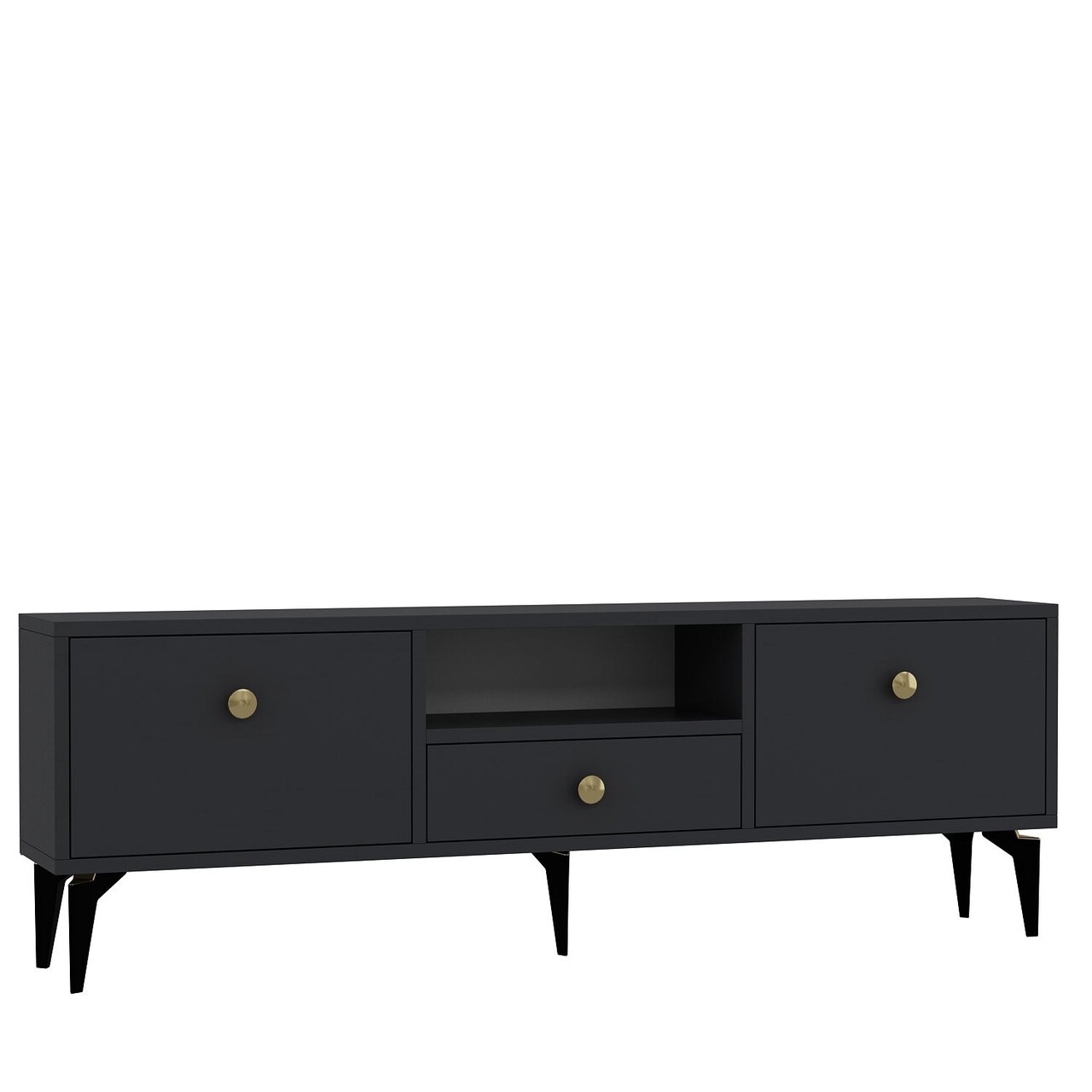 Comoda TV, Hanah Home, 1300-DROP-1, 140x49x30 cm, PAL , Antracit / Aur - view 4