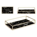 Tava pentru servire Marble, Gift Decor, 15 x 25 x 4 cm, sticla/metal, negru/auriu