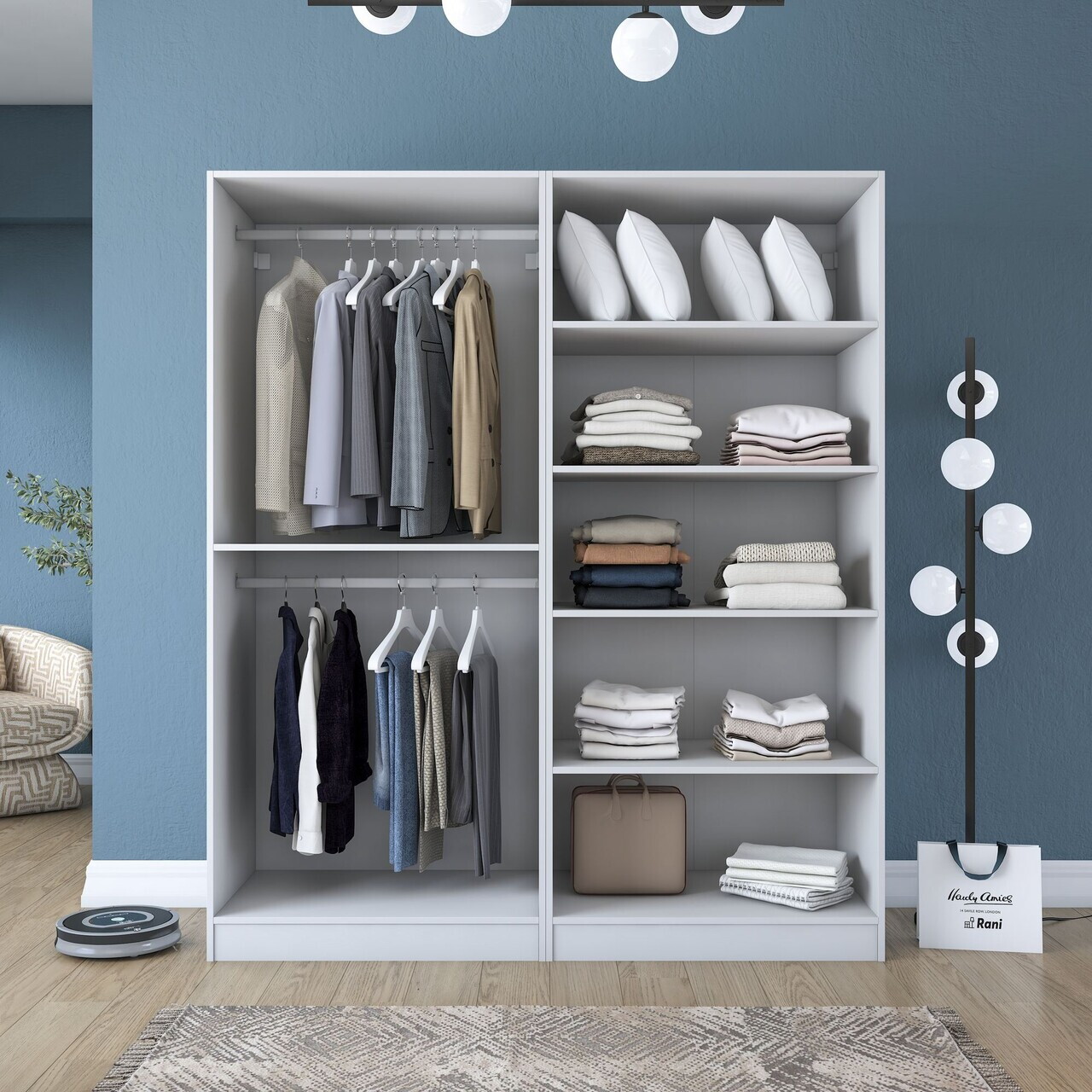 Dulap pentru haine, Hanah Home, BA208, 180x210x57.5 cm, PAL melaminat, Alb - view 6