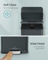 Cos de gunoi cu pedala 40 L, Songmics, inchidere soft close, include 15 saci de gunoi, 34.5x32x59.5 cm, otel, negru