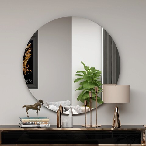 Oglinda decorativa, siam, zeos, 70x70x2.2 cm, mdf , negru