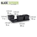 Set 3 boluri servire cu suport, Wenko, Snack & Dip, 300 ml, ceramica, negru