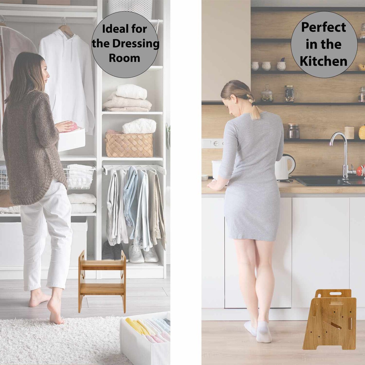 Scaun pentru copii, Hanah Home, Step Stool, 34x39x39 cm, Natural - view 7