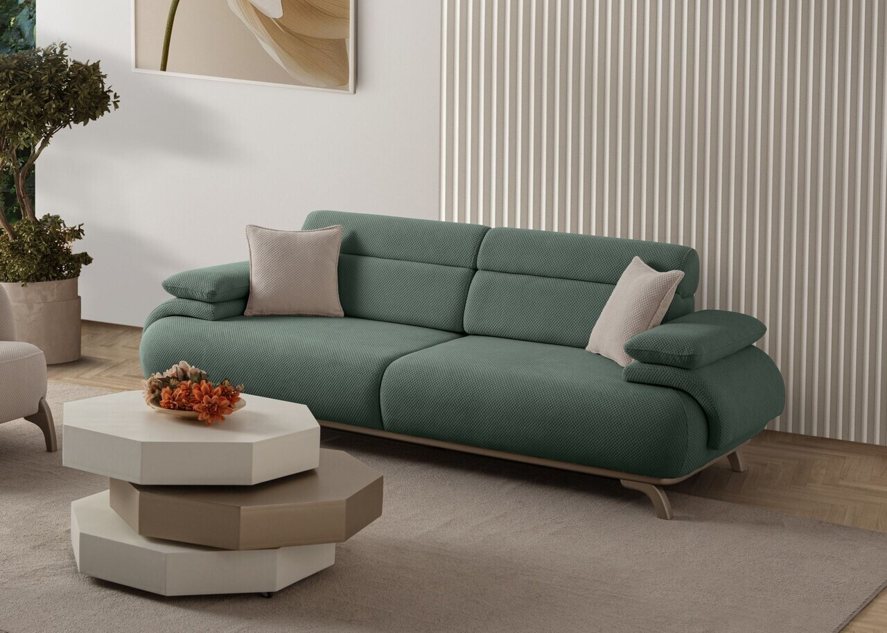 Canapea 3 locuri, Atelier del Sofa, 752EST1138, Lemn de carpen/PAL melaminat, Verde