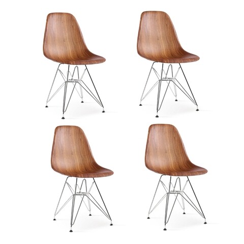 Set 4 scaune wood, heinner, metal, maro
