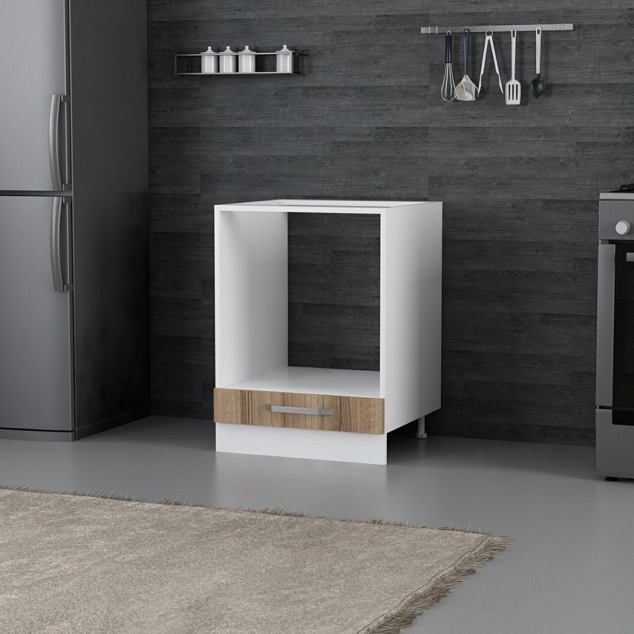 Dulap pentru bucatarie, Hanah Home, Minar, 60x87x58 cm, Alb / Dore — imaginea 2