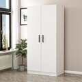 Dulap pentru haine, Minerva, Kale Chain White, 90x190x52 cm, PAL, Alb