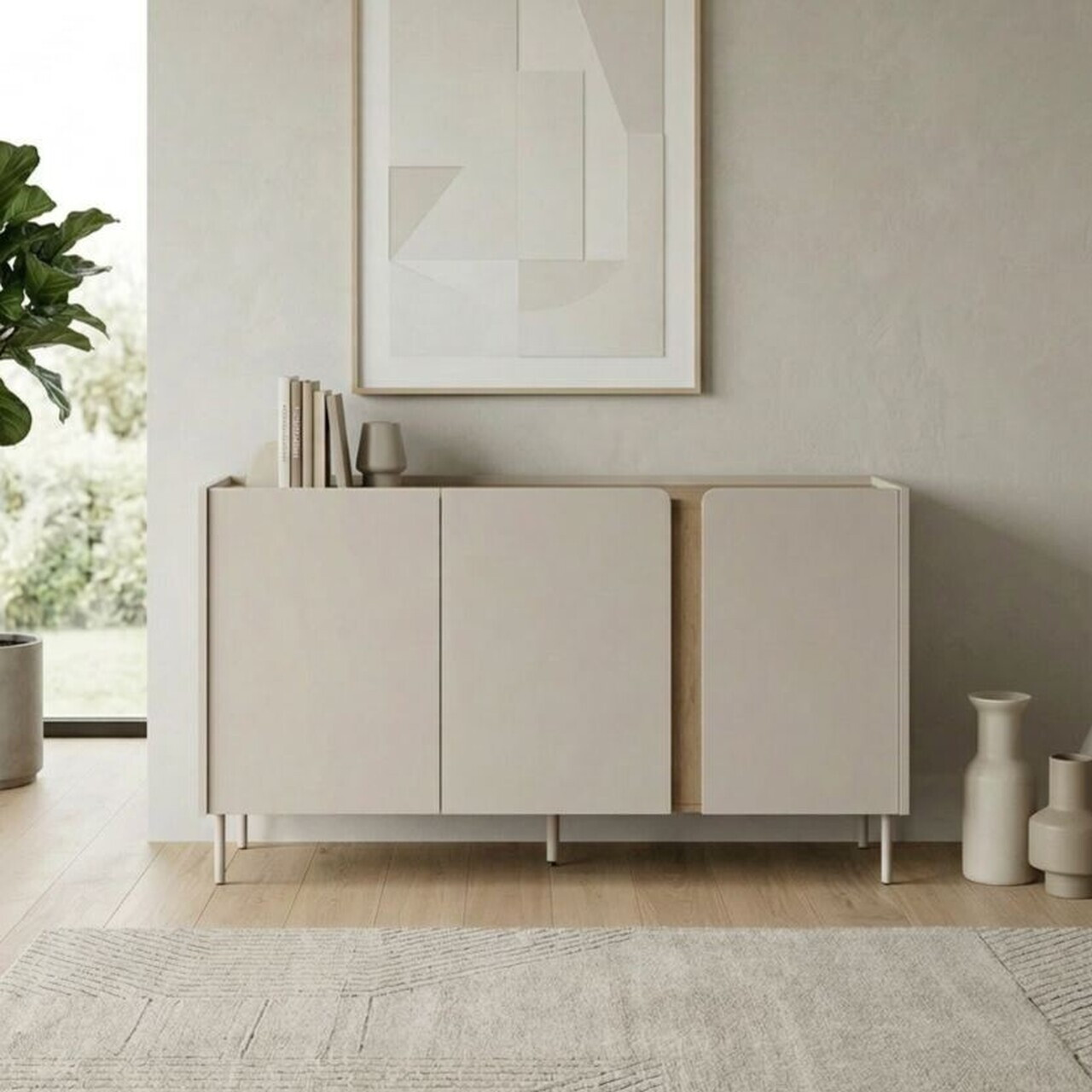 Consola, Hanah Home, Lucile, 150x82.9x40.5 cm, PAL, Santstone / Stejar Sepet — imaginea 2