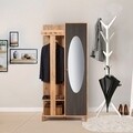Dulap cu pantofar, cuier si oglinda Garmanto 90 - Atlantic Anthracite, Vella, 90x36x192 cm