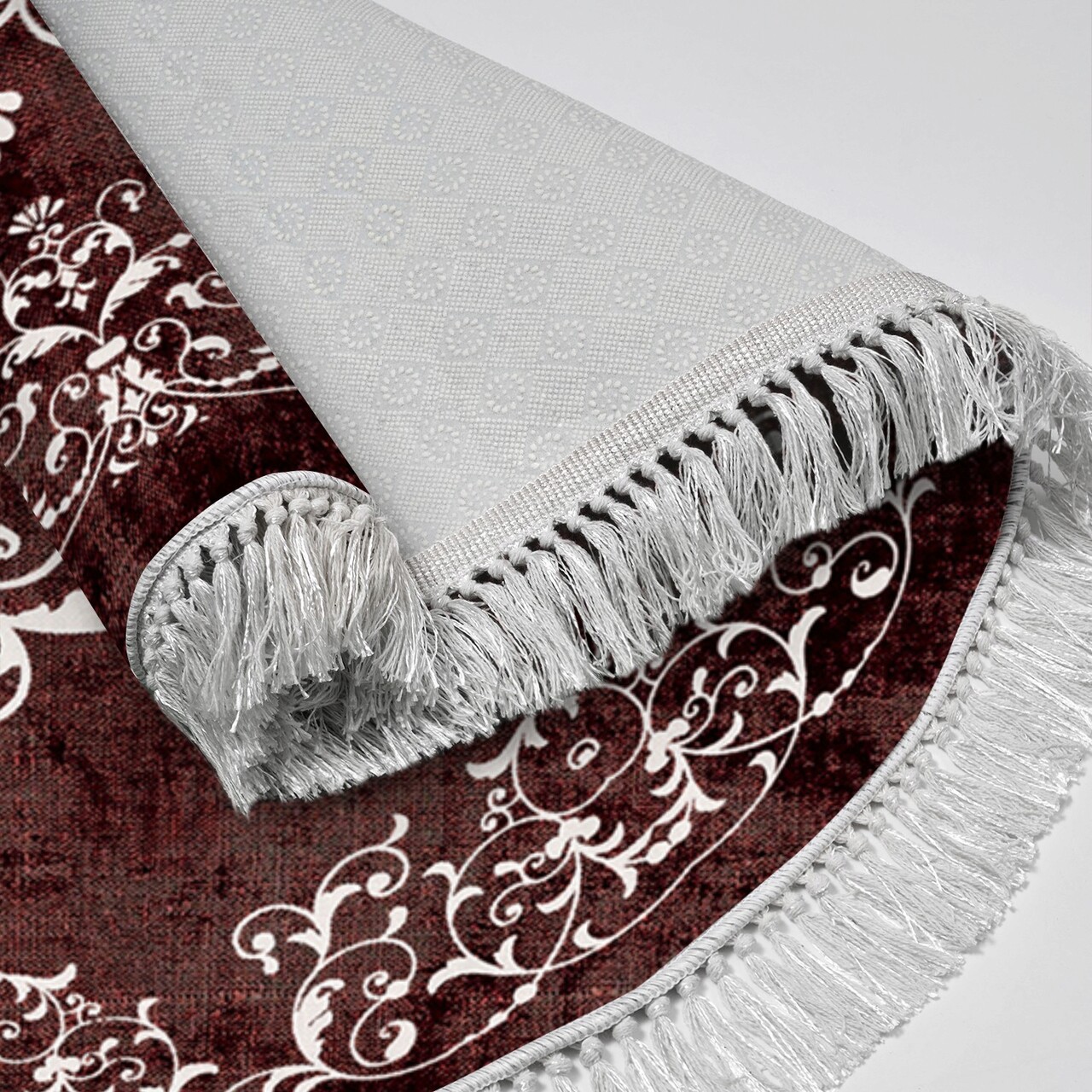 Covor, ALN400616BR18, 180x180 cm, Poliester, Roșu Claret / Crem