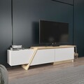 Comoda TV, Zena Home, Zonas, Stejar alb / safir