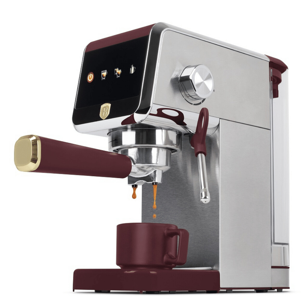 Espressor digital Berlinger Haus, Leonardo, 1350W, inox, argintiu/visiniu - imagine 6