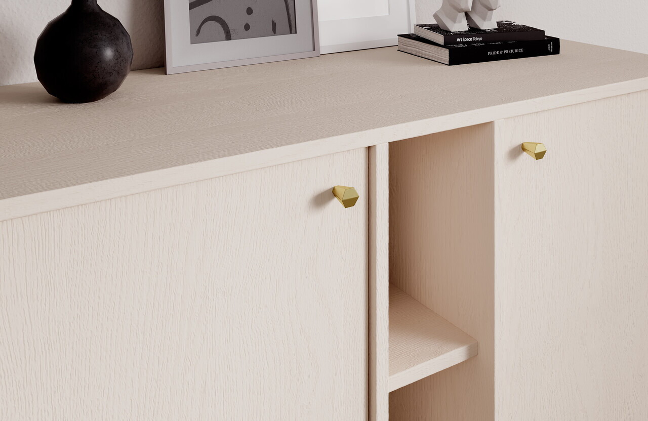 Comoda ADRK, Tili 2D 2S 2P, 100.2x40.8x95 cm, PAL laminat, bej — imaginea 5