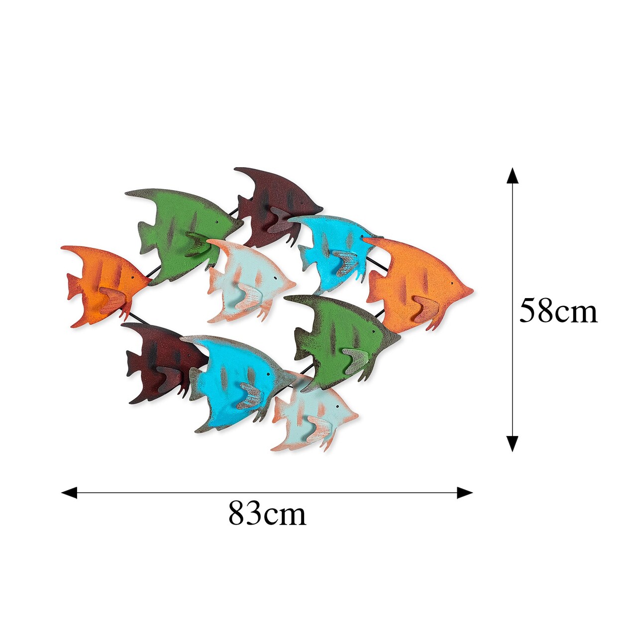 Decoratiune de perete, Melek, Metal, Dimensiune: 83 x 58 x 8 cm, Multicolor