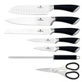 Set 5 cutite + suport + foarfeca + ustesnsila ascutit, Berlinger, Black Infinity, inox, negru/argintiu