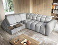 Coltar extensibil stanga 4 locuri ELTAP, LT-04SO, Falconn, 258x208x107 cm, lemn/poliester, gri