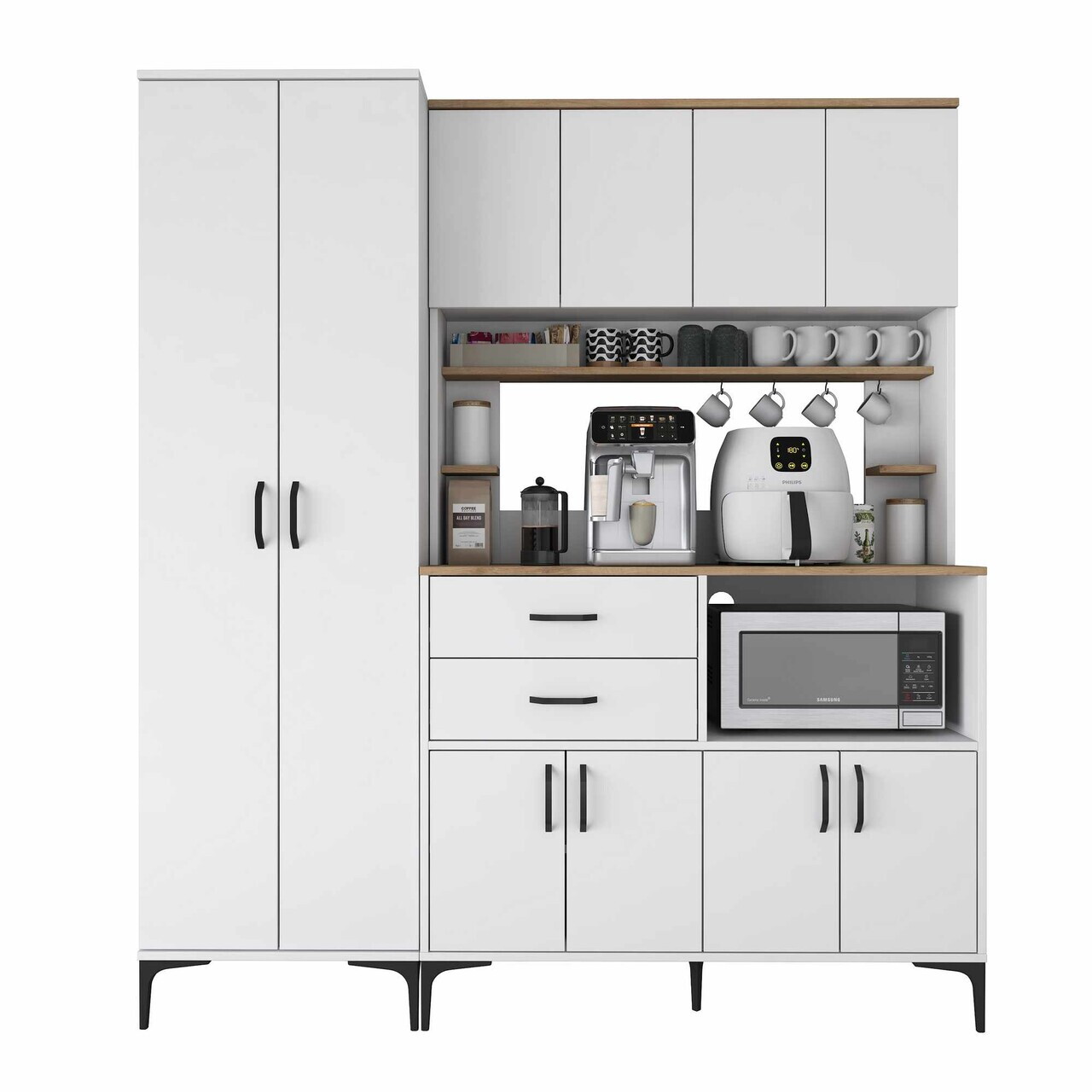 Dulap multifunctional, Hanah Home, JE270, 180x204.2x45 cm, Alb/Maro — imaginea 5