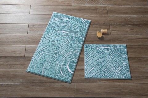 Set 2 covorase de baie Jungle, Confetti, 50x57 cm/57x100 cm, turcoaz