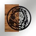 Decoratiune de perete, Lion Metal Decor, lemn/metal, 56 x 58 cm, negru/maro