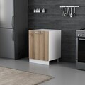 Dulap pentru bucatarie, Hanah Home, Minar, 60x87x58 cm, Alb / Dore