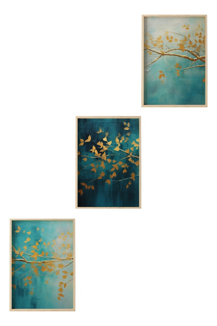 Set 3 tablouri decorative, Huhu485, Cadru: 100% LEMN MASIV (Grosime: 2,5 cm), Multicolor - view 2