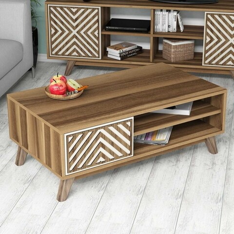 Masuta de cafea İnci Walnut, Hommy Craft, 105x60x38,2 cm, aluna<br />crem