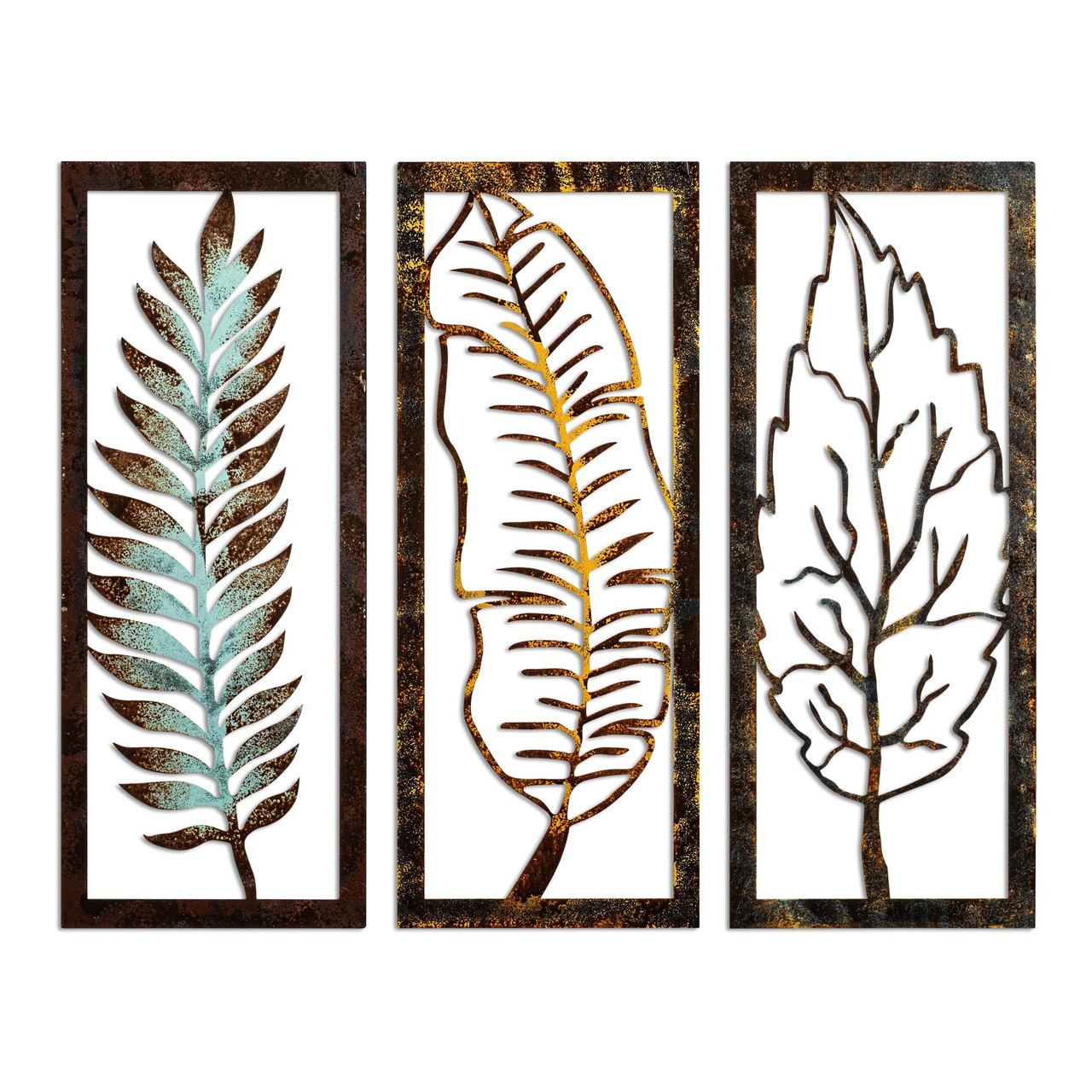 Decoratiune de perete, Leaf 35, Lățime: 55 cm Înălțime: 22 cm Adâncime: 1,5 cm (3 bucăți), Multicolor - view 5