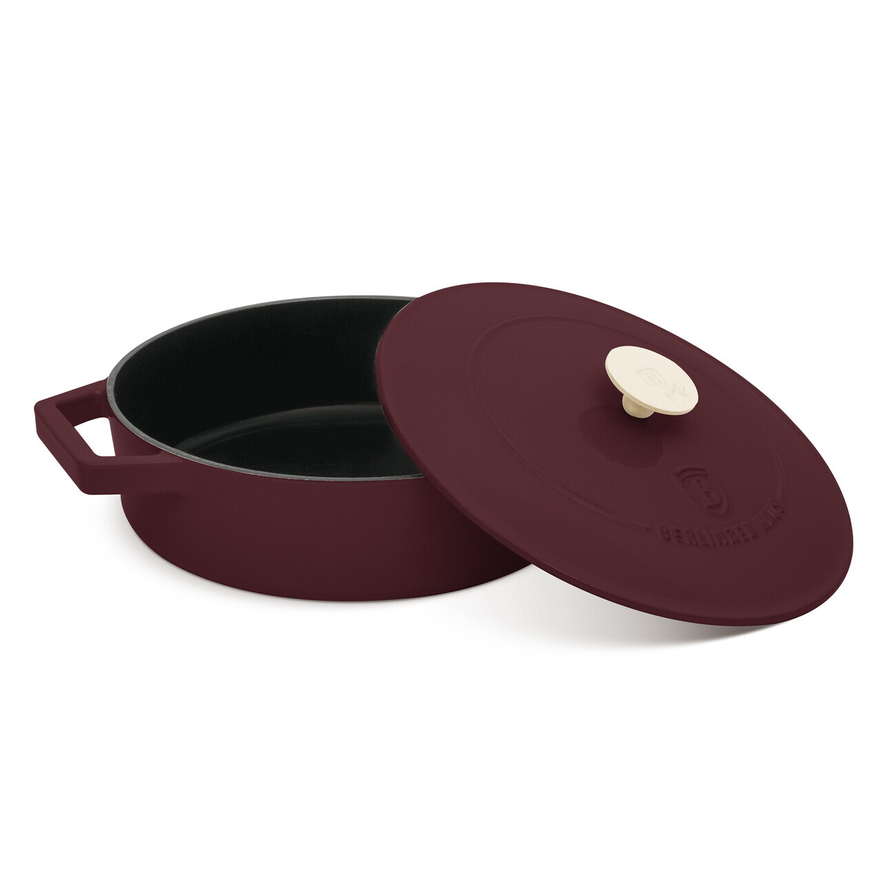 Oala cu capac Berlinger Haus, Leonardo, 26 cm, 2.57 L, fonta, visiniu mat - imagine 3