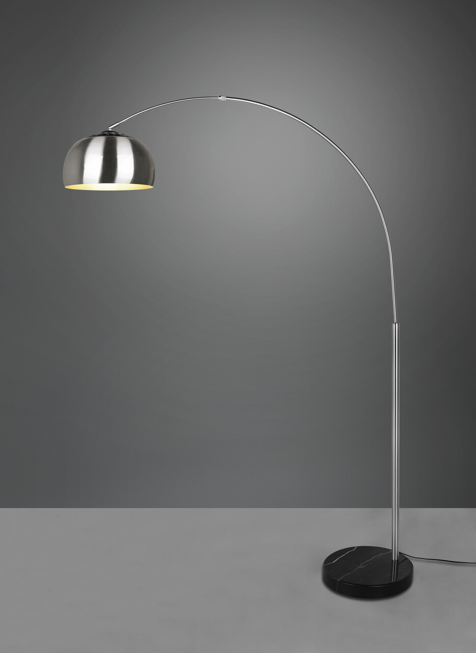 Lampadar Argentina, TRIO, 38x172.5x200 cm, 60W, 1x E27, metal, argintiu mat/negru - 2 | YEO