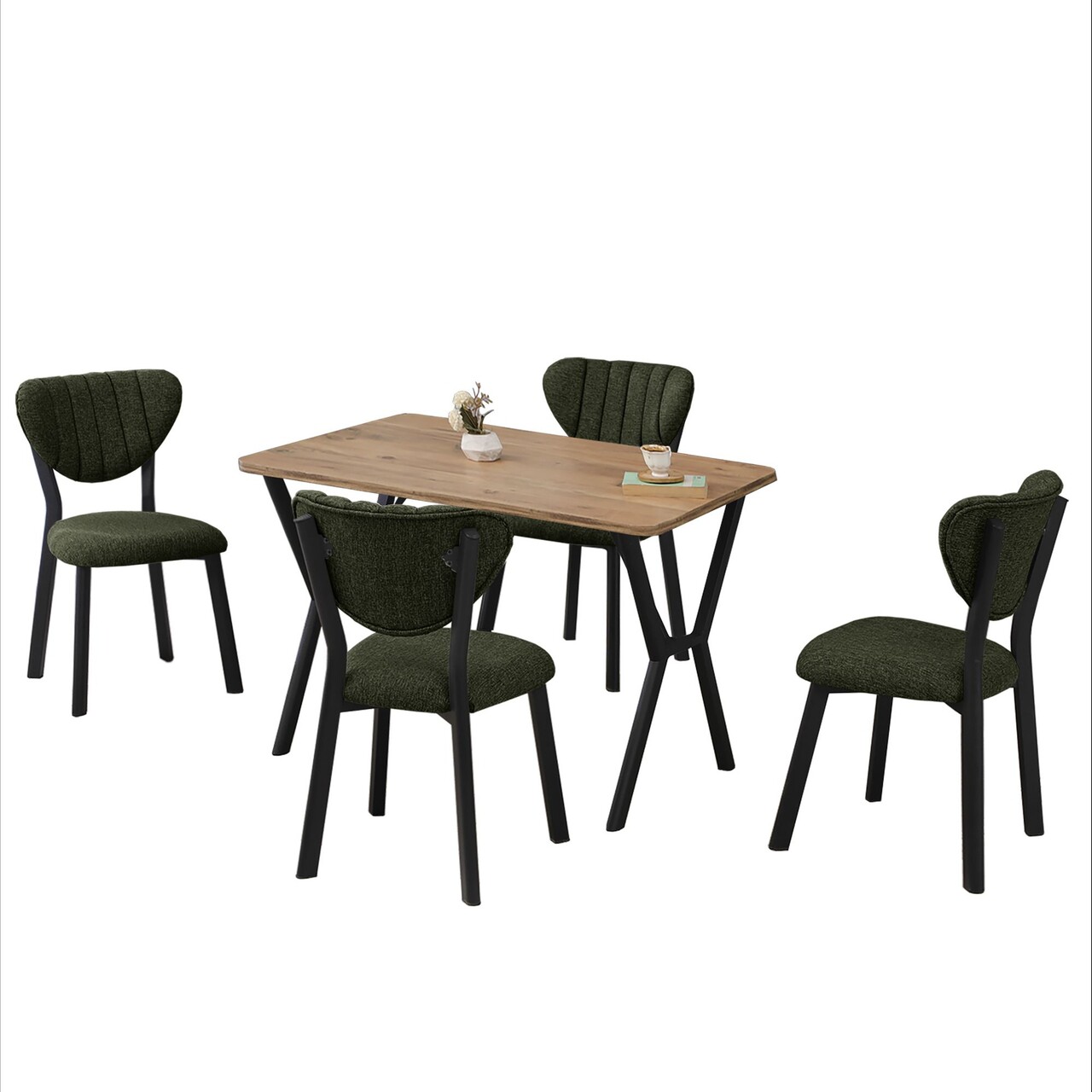 Set masa extensibila si scaune, Hanah Home, Elma, Verde / Nuc - view 4