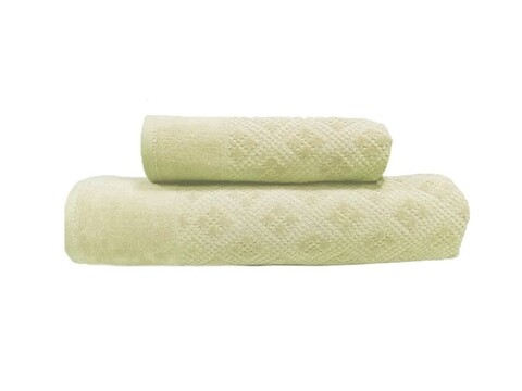 Set 2 prosoape Karo, Class, 100% bumbac, crem