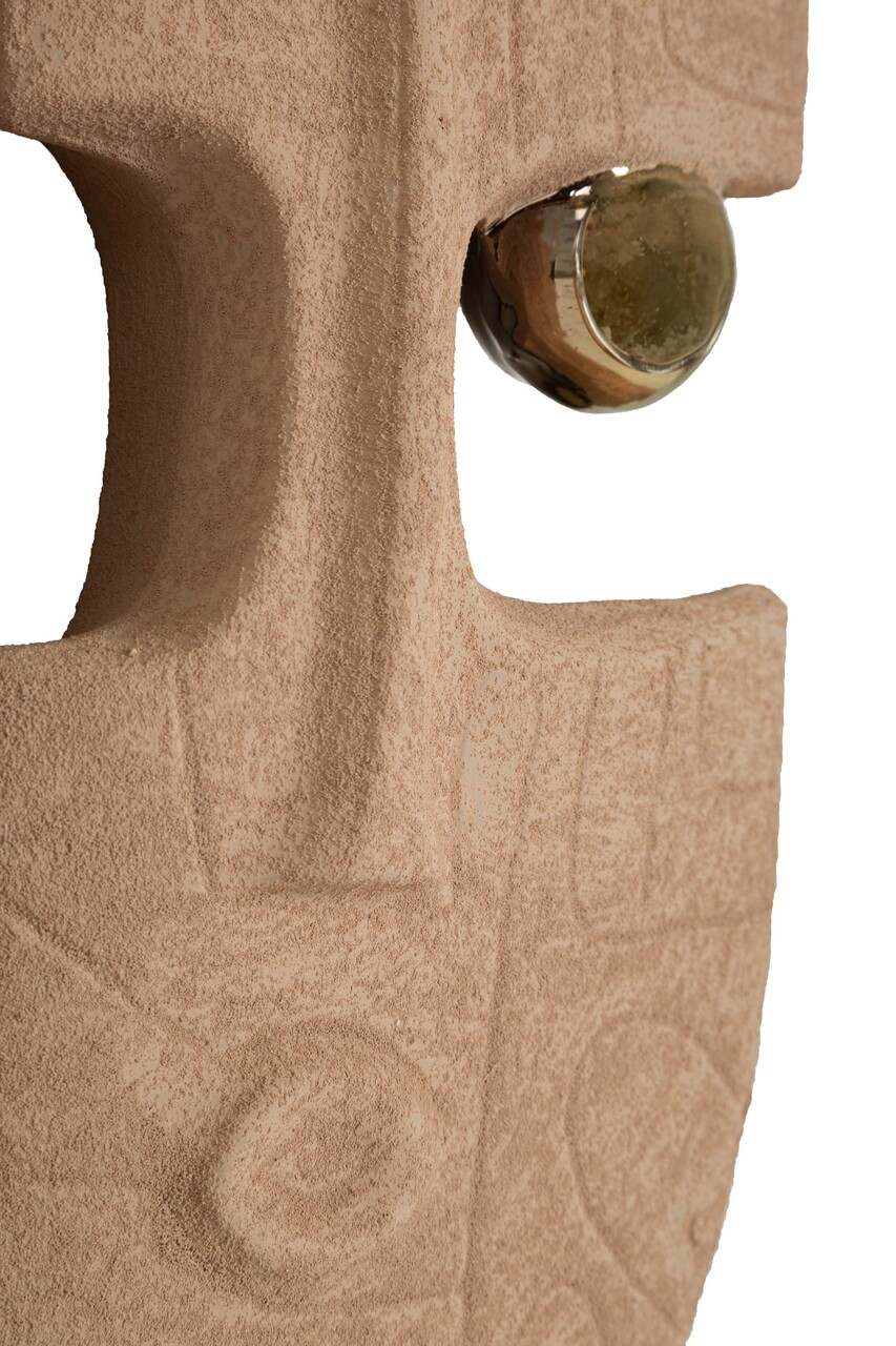 Set 2 decoratiuni de perete, Mauro Ferretti, Dakar, 20x6x40 cm, ceramica, maro/auriu - imagine 2