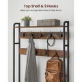 Cuier cu pantofar, Vasagle, Industrial Design, 9 agatatori, 85x30x180 cm, PAL/otel, maro