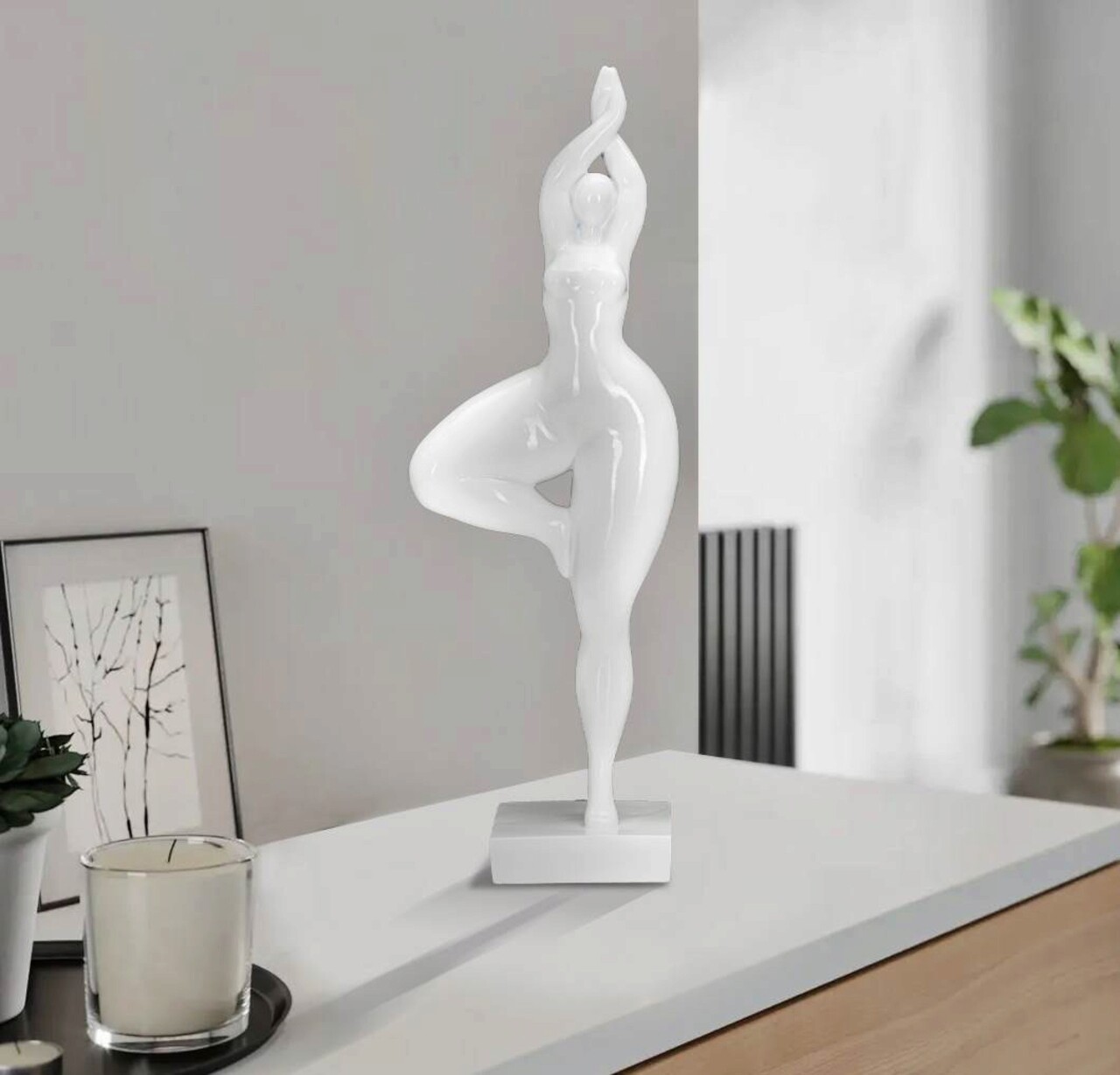 Statueta decorativa, Woman Yoga, Mauro Ferretti, 16 x 9 x 45.8 cm, polirasina, alb - 2 | YEO