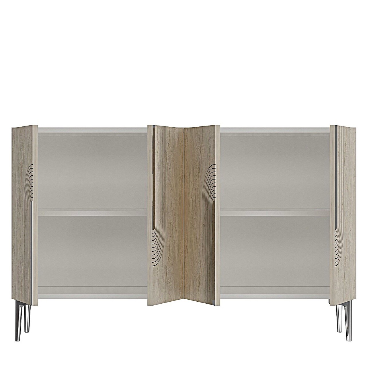 Consola, Hanah Home, Meyra 120, 120x75x32 cm, White / Travertine / Silver - view 6