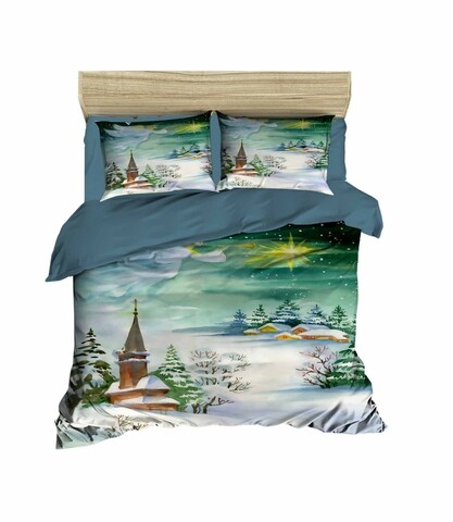 Lenjerie de pat dubla xmas-425, pearl home, 3 piese, amestec bumbac, multicolor