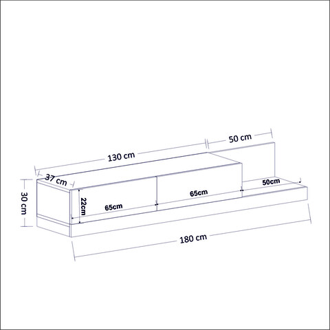 Comoda TV, Inarch, Majör- Anthracite / Walnut, 180x30x37 cm, PAL, Antracit / Nuc