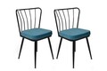 Set scaune 4 piese, Nmobb, Yıldız-952 V4, Metal, Albastru/Negru