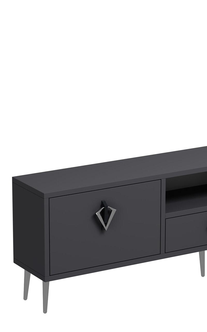 Comoda TV, Hanah Home, 1311-DROP-32, 140x45x30 cm, PAL , Anthracite / Black / Silver - view 5