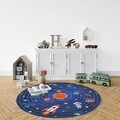 Covor, Woopamuk107, 100x100 cm, BUMBAC/POLIESTER, Albastru navy