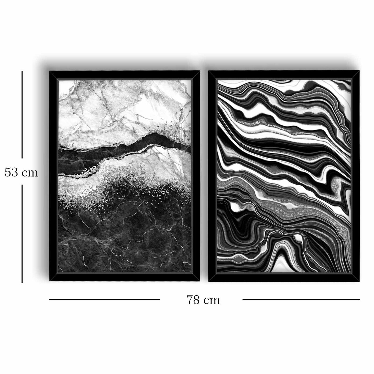 Set 2 tablouri decorative, 2P3853NISCT-001, Lemn, Negru / Auriu / Alb / Gri - view 2